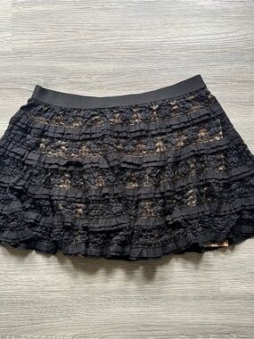 Coquette Black Lace Ruffle Mini Skirt